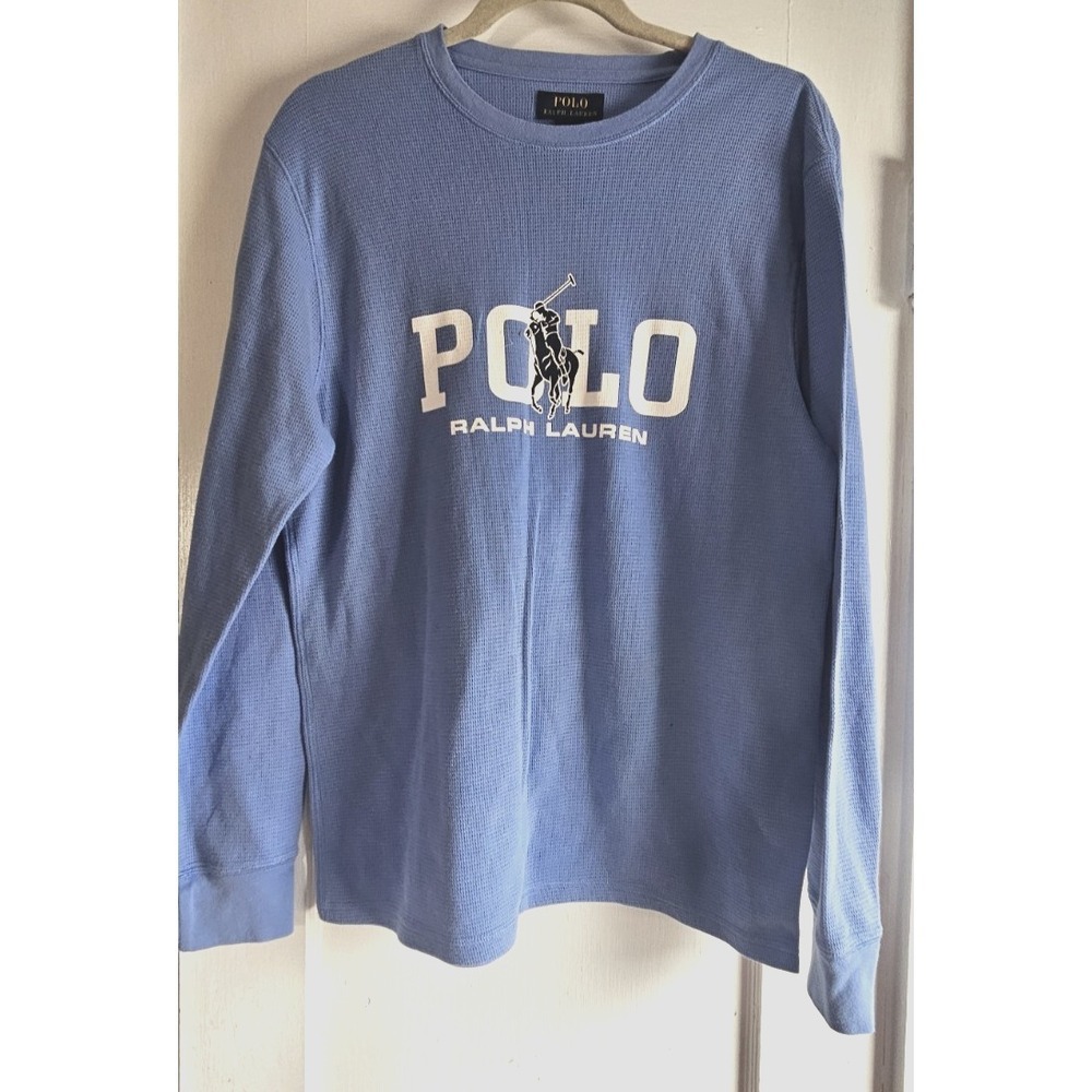 POLO RALPH LAUREN Sleepwear Blue waffle knit thermal‎ sleepshirt men Sz L